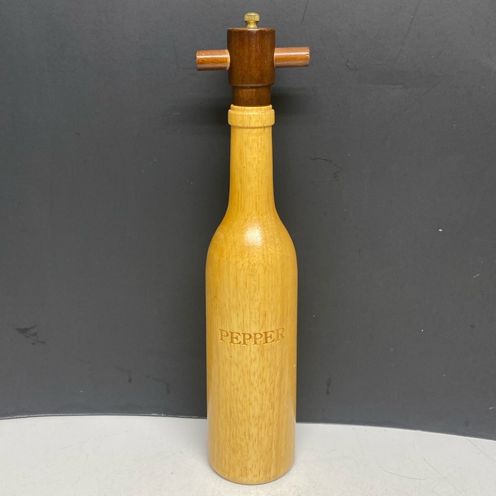 Savoy Housewares Wine Bottle Pepper Mill Grinder Wood